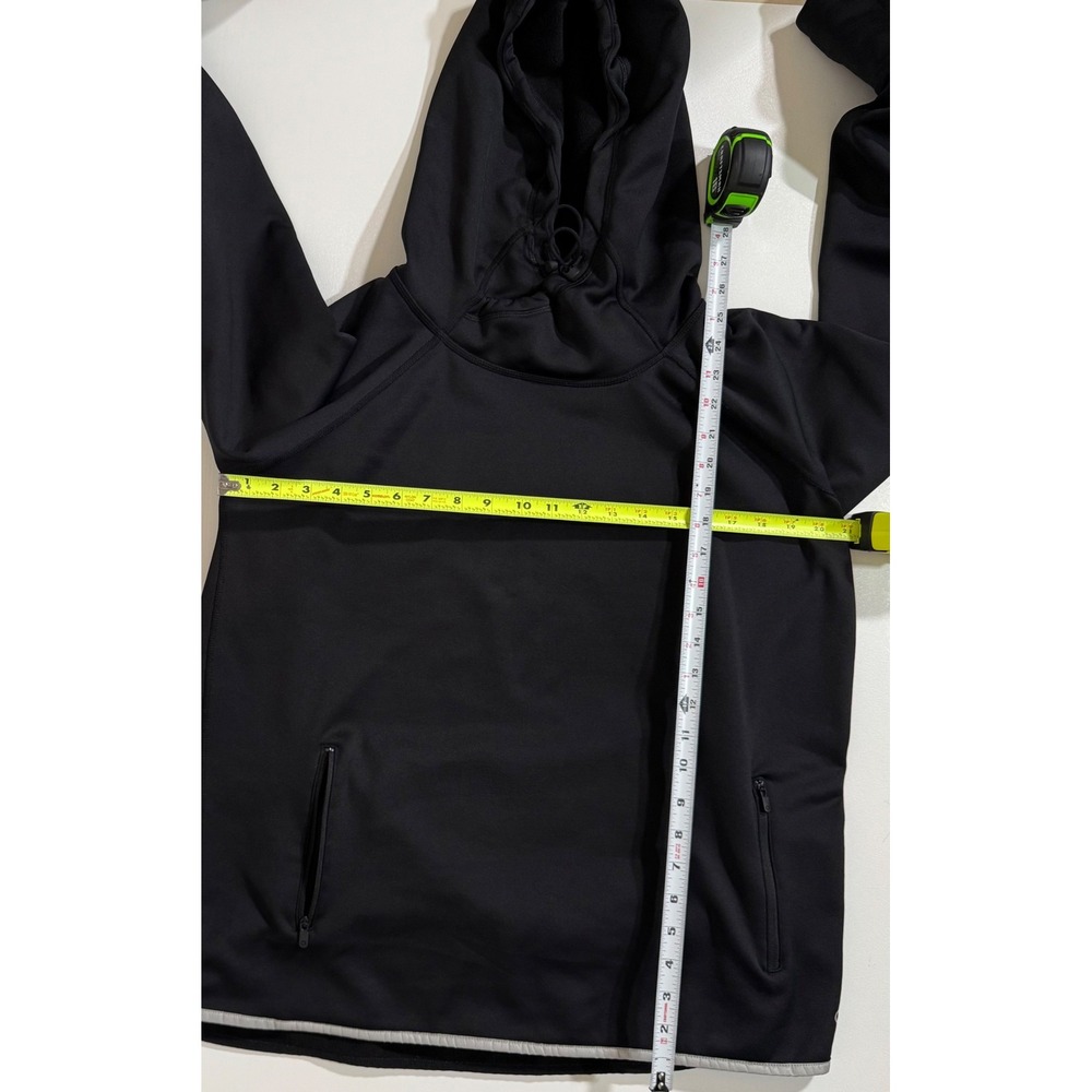 GapFit  Black Performance Pullover Hoodie Reflective Trim Thumbholes Size L - Picture 5 of 5